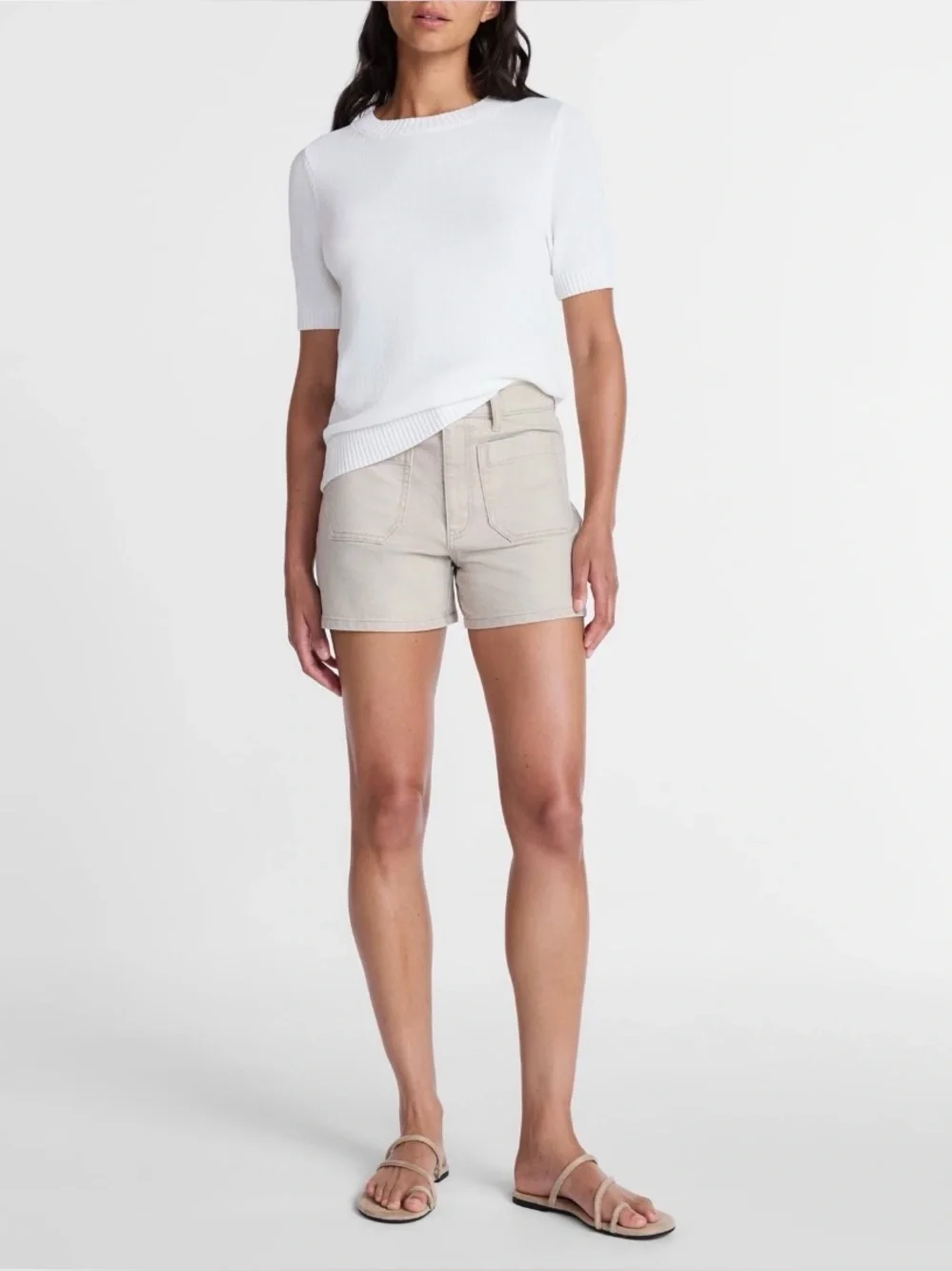 High Rise Patch Pocket Denim Short, 4